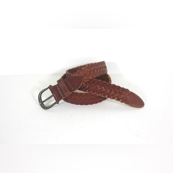 Adjustable to 30” Argentinian Vintage Woven or Braided Warm Brown Leather Belt - Picture 2 of 7